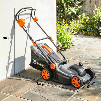 18V Cordless Lawnmower with 2 x 4Ah Batteries, Battery Lawn Mower with 34cm Cutt