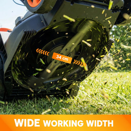 18V Cordless Lawnmower with 2 x 4Ah Batteries, Battery Lawn Mower with 34cm Cutt