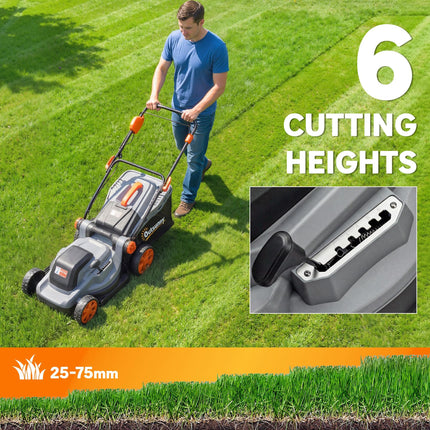18V Cordless Lawnmower with 2 x 4Ah Batteries, Battery Lawn Mower with 34cm Cutt