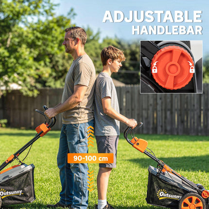 18V Cordless Lawnmower with 2 x 4Ah Batteries, Battery Lawn Mower with 34cm Cutt