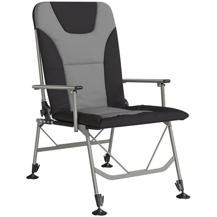 Camping Chair Padded Reclining Folding Chair with Wide Armrests for Adults Black