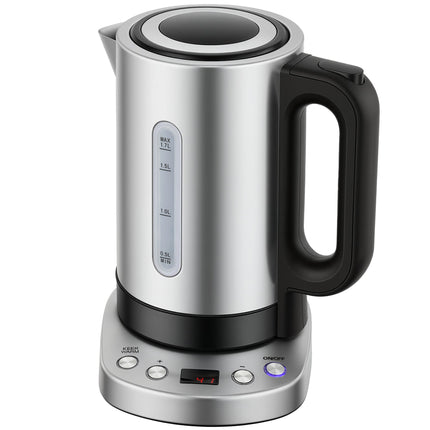 Electric Kettle, 1.7L, Fast Boil, 3kW Water Kettle with UK Strix Thermostat, Keep Warm Function, LCD Base, Silver Tone