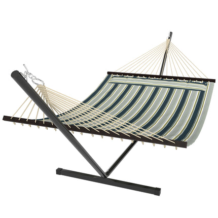 Outdoor Hammock with Stand Detachable Pillow Striped Swing Steel Frame, for Gard
