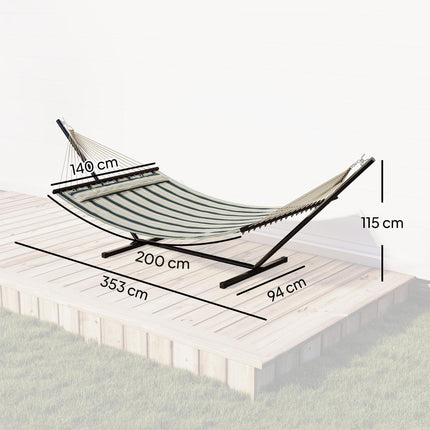 Outdoor Hammock with Stand Detachable Pillow Striped Swing Steel Frame, for Gard