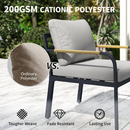 Outsunny 7 Seater Garden Furniture Set, Metal Garden Sofa Set with Cushions, Outdoor Furniture Conversation Sets, Light Grey