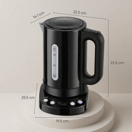 Electric Kettle, 1.7L, Fast Boil, 3kW Water Kettle with UK Strix Thermostat, Keep Warm Function, LCD Base, Black
