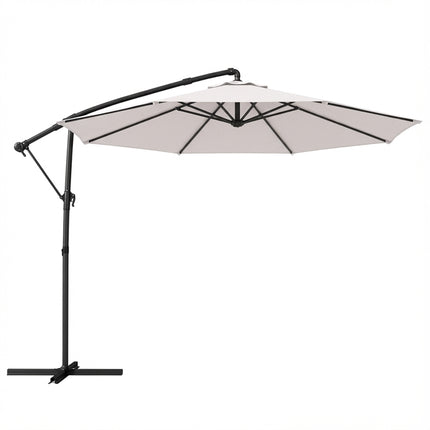 3 m Garden Cantilever Parasol with Cover, Round Overhanging Umbrella with 360° Rotation, Tilt, Cream White