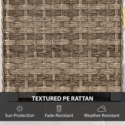 Outdoor Coffee Table with Storage Shelf, PE Rattan Side Table with Slatted Top and Foot Pads, Light Brown