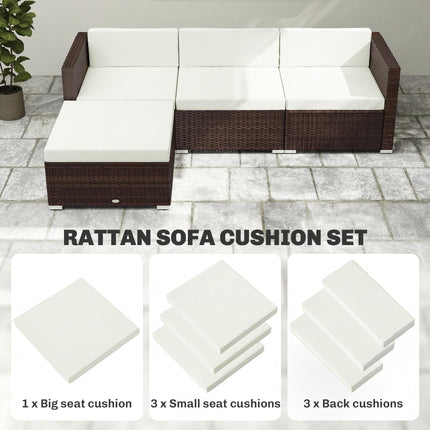7-Piece Patio Furniture Cushions, Outdoor Loveseat Cushion with Removable Covers for Rattan Furniture, 60x60 cm, Cream