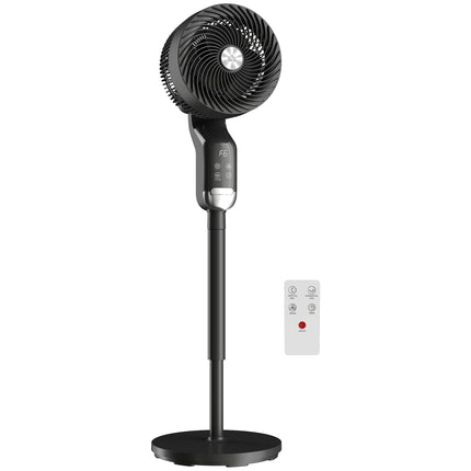 HOMCOM 20 dB Silent Standing Fan, Pedestal Fan with Remote, Oscillating, 8 Speeds, Adjustable Height, 12H Timer