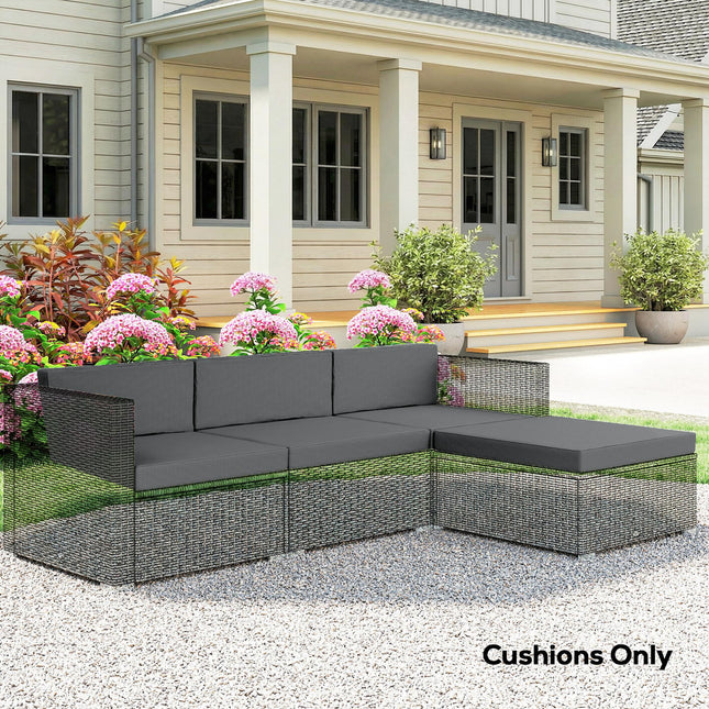 7-Piece Patio Furniture Cushions, Outdoor Loveseat Cushion with Removable Covers for Rattan Furniture, 60x60 cm, Dark Grey