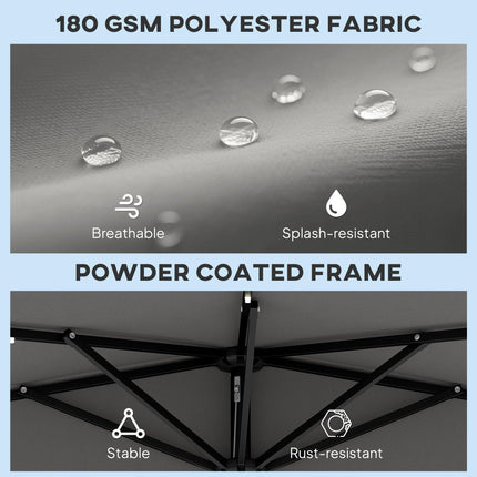 2.6 m Half Garden Parasol with Solar LED Lights, UPF50+ Semi Round Umbrella with 30° Tilt, Crank Handle, Dark Grey