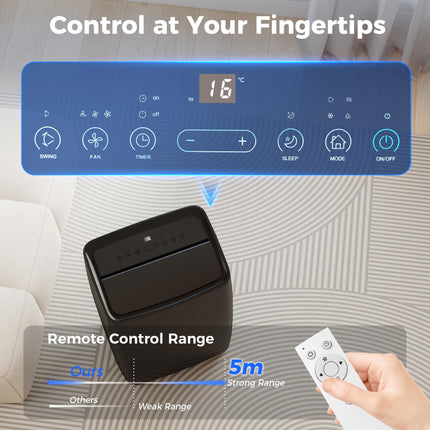 Portable Air Conditioner 12000 BTU, 4-in-1 Air Conditioning Unit, Dehumidifier, Cooling, Fan, Sleep Mode with 2 Speeds