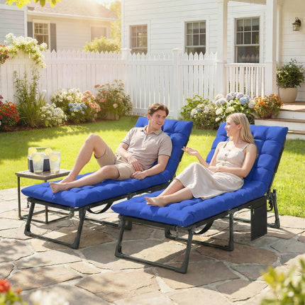 Folding Sun Loungers for Garden Set of 2, 5-Position Oversized Camping Bed Recli