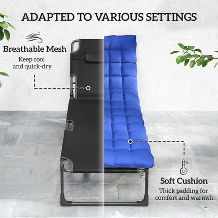 Folding Sun Loungers for Garden Set of 2, 5-Position Oversized Camping Bed Recli