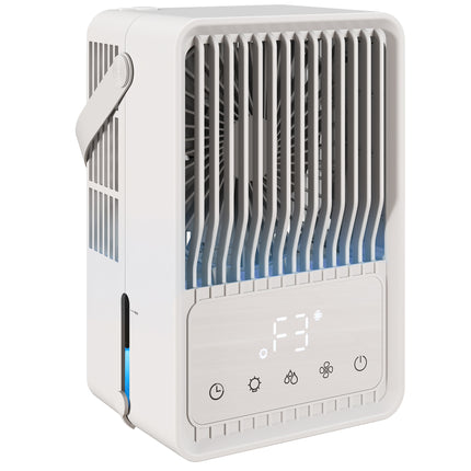 Portable Air Conditioner, 4-in-1 Mini Air Cooler with 3 Wind Speed, 2 Mist Mode, 7 Colour RGB Light, White