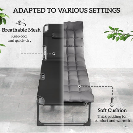 Folding Sun Loungers for Garden Set of 2, 5-Position Oversized Camping Bed Recli