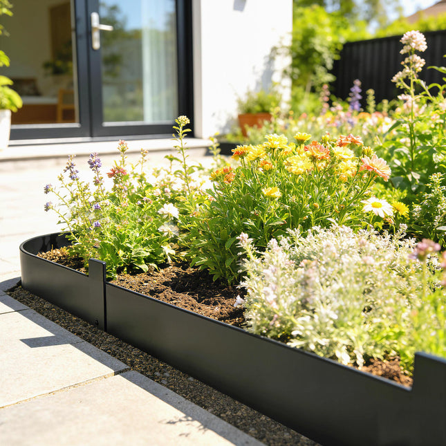 5pcs Garden Fence, Metal Picket Fence Panels, 102x15cm, Black