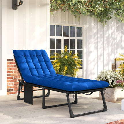 Folding Sun Lounger for Garden, 5-Position Oversized Camping Bed Recliner with C