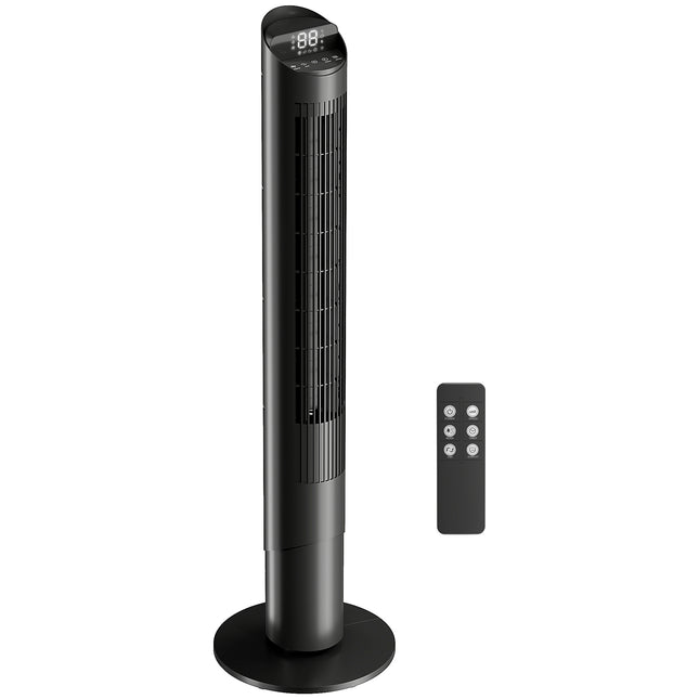 Tower Fan with WiFi App Control Standing Floor Cooling Fan Remote Control 101.8 cm Black