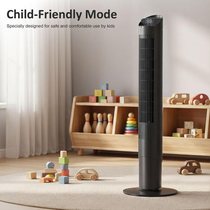 Tower Fan with WiFi App Control Standing Floor Cooling Fan Remote Control 101.8 cm Black