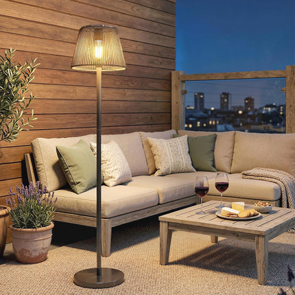 Outdoor Solar Floor Lamp, Adjustable Height Rechargeable Floor Lamp IP44 Waterpr