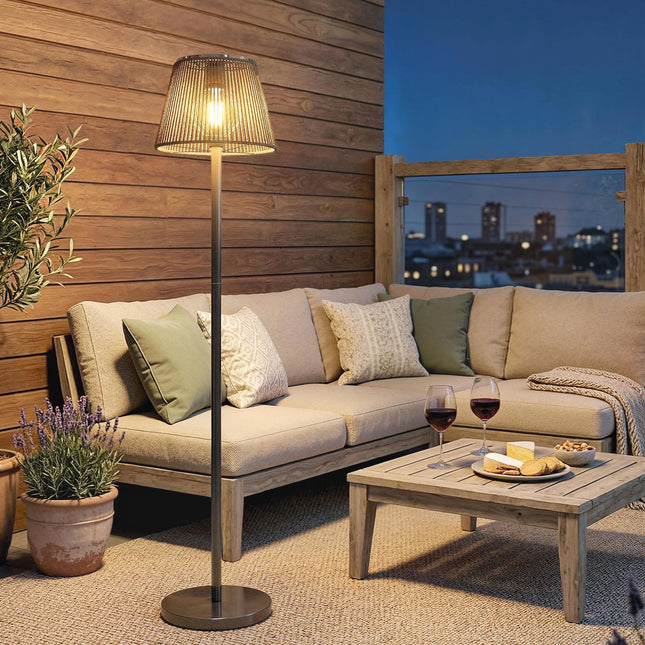 Outdoor Solar Floor Lamp, Adjustable Height Rechargeable Floor Lamp IP44 Waterpr