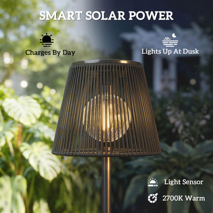 Outdoor Solar Floor Lamp, Adjustable Height Rechargeable Floor Lamp IP44 Waterpr
