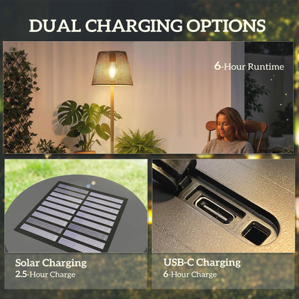 Outdoor Solar Floor Lamp, Adjustable Height Rechargeable Floor Lamp IP44 Waterpr