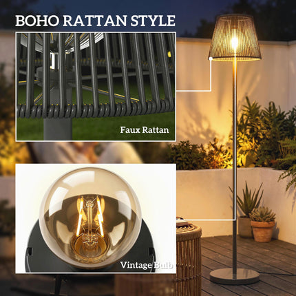 Outdoor Solar Floor Lamp, Adjustable Height Rechargeable Floor Lamp IP44 Waterpr