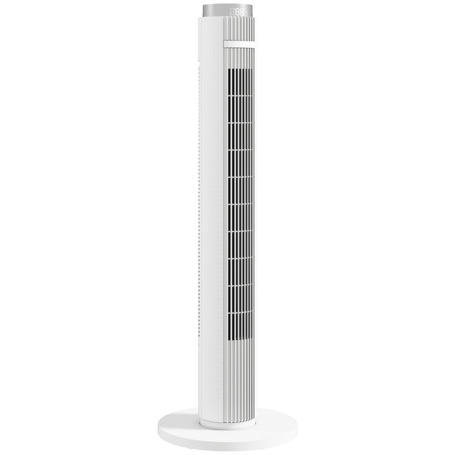 96 cm Tower Fan with WiFi App Control, Standing Floor Fan with 3 Speed 4 Modes, 12 Hour Timer and Night Light White