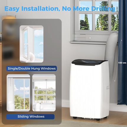 12000 BTU 5-in-1 Portable Air Conditioner with Cool, Heat, Dehumidifier, Fan, Sleep, WiFi Voice Control, White