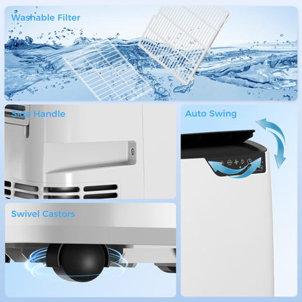 HOMCOM Portable Air Conditioner 14000 BTU, 4-in-1 AC Unit with Cool, Dehumidifier, Fan, Sleep Mode, WiFi Voice Remote Control