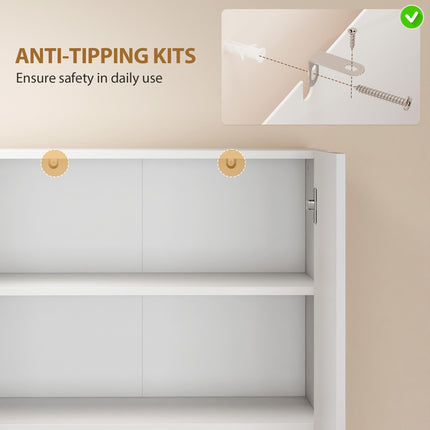 180 cm Tall Kitchen Cupboard, Pantry Storage Cabinet with Soft Close Doors and Adjustable Shelves, High Gloss White