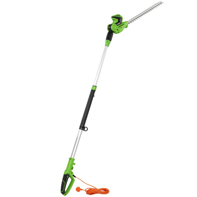 2.6m Corded Extendable Hedge Trimmer with 90° Adjustable Head, 450W Telescopic Electric Hedge Cutter Long Reach