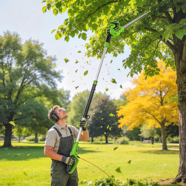2.6m Corded Extendable Hedge Trimmer with 90° Adjustable Head, 450W Telescopic Electric Hedge Cutter Long Reach