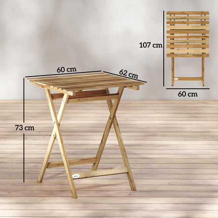 Outdoor Coffee Table Foldable Wooden Garden Table for Patio Balcony Natural Wood