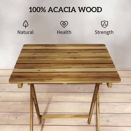 Outdoor Coffee Table Foldable Wooden Garden Table for Patio Balcony Natural Wood