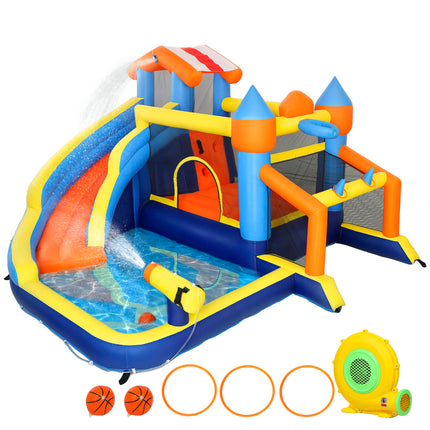 Bouncy Castle for Kids, Inflatable Bounce House with Slide, Pool (Ball Pit), Climbing Wall and Blower for Outdoor