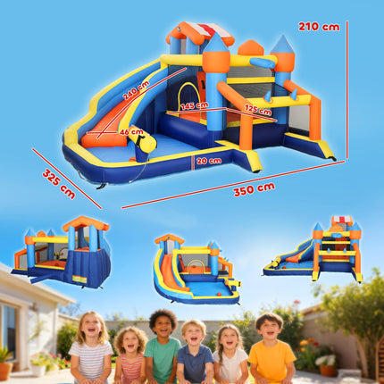 Bouncy Castle for Kids, Inflatable Bounce House with Slide, Pool (Ball Pit), Climbing Wall and Blower for Outdoor