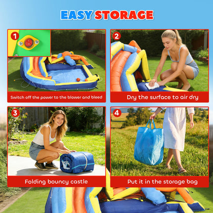Bouncy Castle for Kids, Inflatable Bounce House with Slide, Pool (Ball Pit), Climbing Wall and Blower for Outdoor