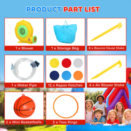 Bouncy Castle for Kids, Inflatable Bounce House with Slide, Pool (Ball Pit), Climbing Wall and Blower for Outdoor