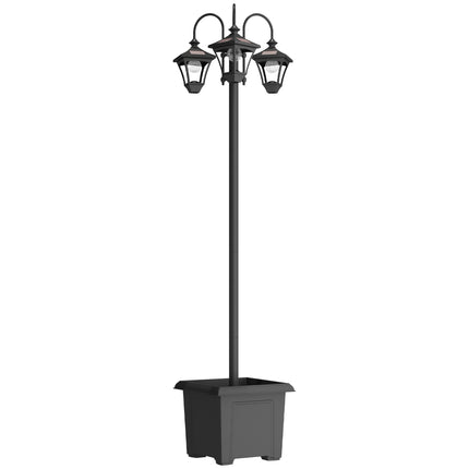 Solar Lamp Post with Dusk-to-Dawn Sensor Street Light with 3-Head Planter 185 cm