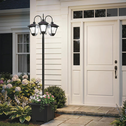 Solar Lamp Post with Dusk-to-Dawn Sensor Street Light with 3-Head Planter 185 cm