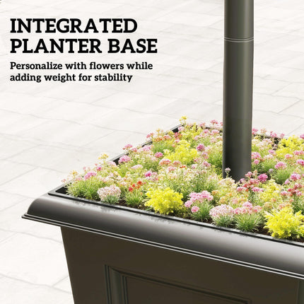 Solar Lamp Post with Dusk-to-Dawn Sensor Street Light with 3-Head Planter 185 cm