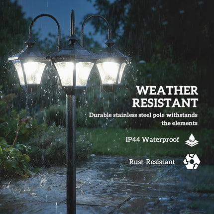 Solar Lamp Post with Dusk-to-Dawn Sensor Street Light with 3-Head Planter 185 cm