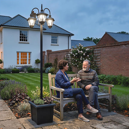 Solar Lamp Post with Dusk-to-Dawn Sensor Street Light with 3-Head Planter 185 cm