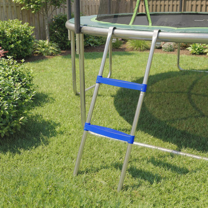 Trampoline Ladder, 2-Steps with Horizontal Wide Steps, Universal Hook, Galvanised Steel Frame, 150kg Load Capacity