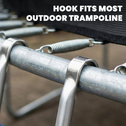 Trampoline Ladder, 2-Steps with Horizontal Wide Steps, Universal Hook, Galvanised Steel Frame, 150kg Load Capacity