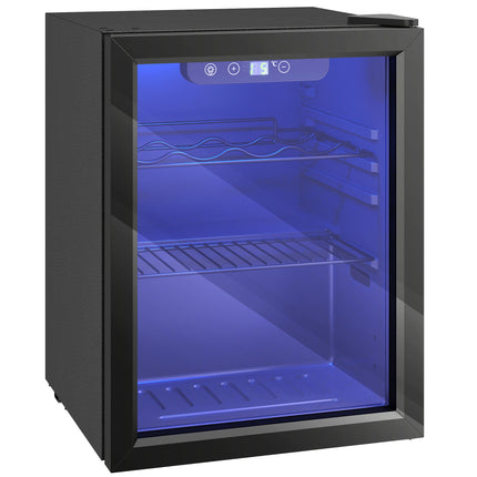 16 Bottle Wine Cooler, 48 Litre Capacity, 4-16°C Under Counter Drinks Beer Wine Fridge with Glass Door, LED Light, Black